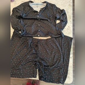 Croft & Barrow Black W/ Heart Print Pajama Set — Pointelle Top — Size M
